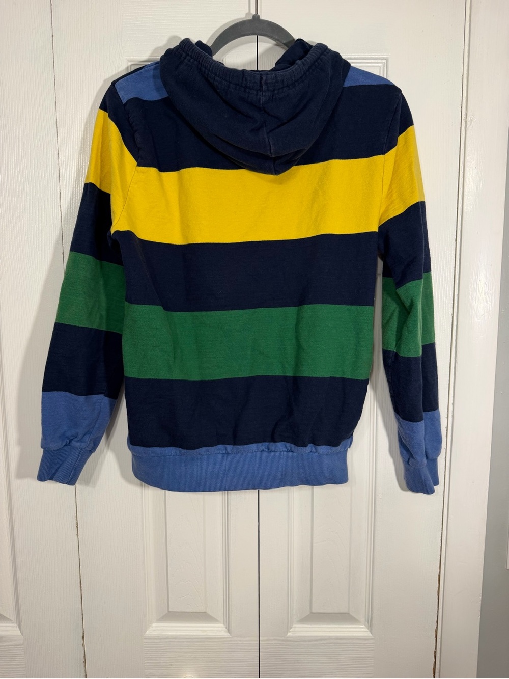 United Colors of Benetton Striped Hoodie Small Blue Green Yellow - Picture 2 of 11